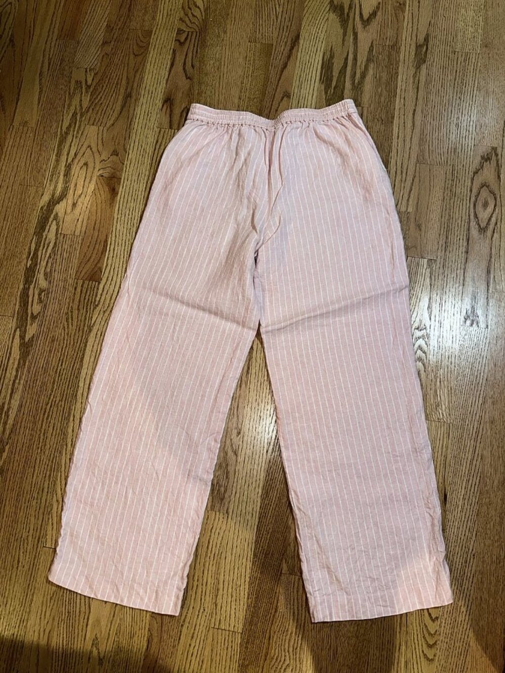 Madewell Easy Pull-On Pant 100% Linen Pink Stripe Size M